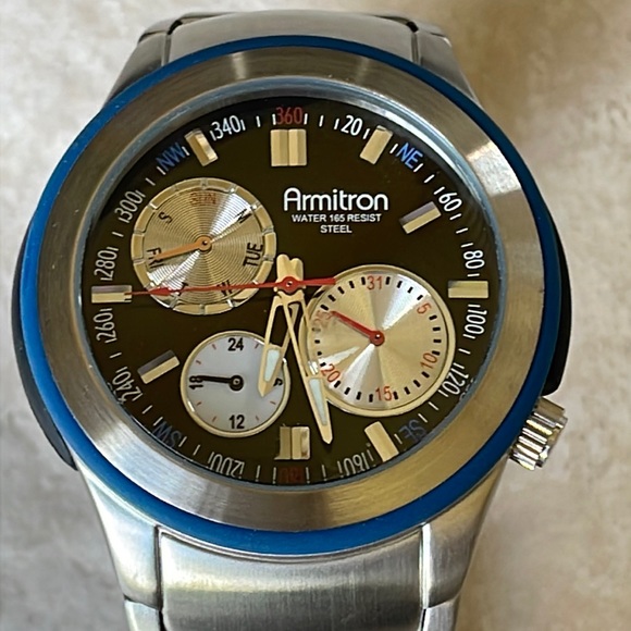 Armitron men battery water resistant 165ft stainless steel date&day w/24h - Picture 1 of 6